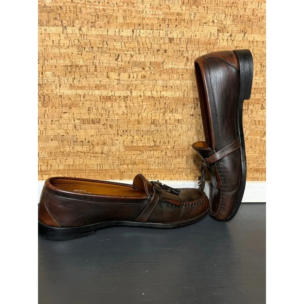 Vintage FootJoy Tassel‎ Kiltie Loafers Mens 12D Brown Leather Made USA Golf